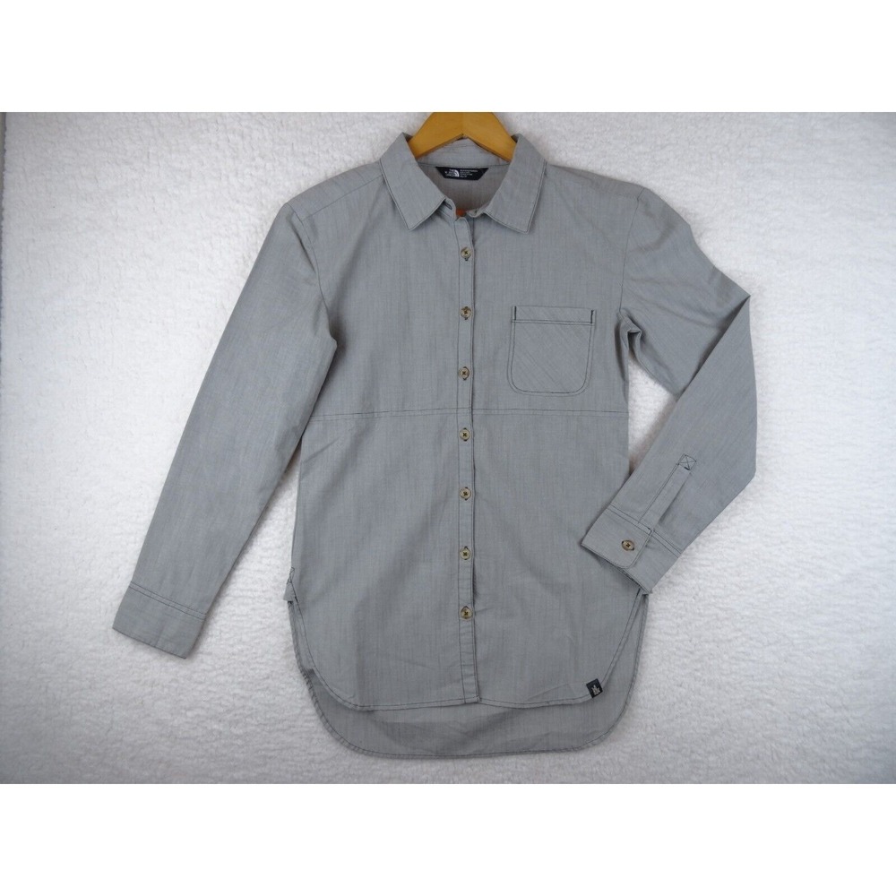 The North Face Shirt Womens Size Extra Small Gray Button Up Long Sleeve Stevie